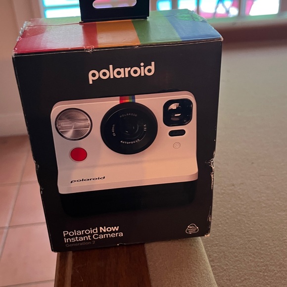 Polaroid Now Instant Camera with Rainbow Stripe